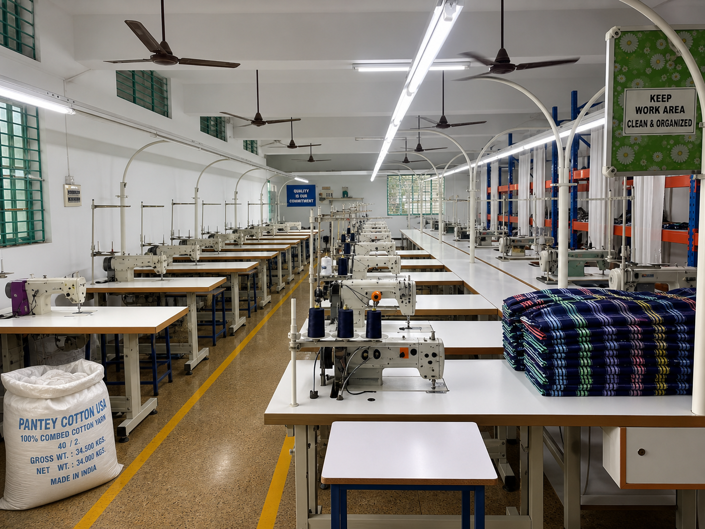 Garment production floor in operation